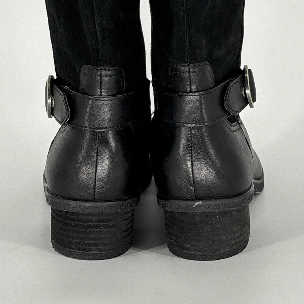 Dansko Dawn Waterproof Tall Boots Black Women Size 41 Leather Suede Buckle